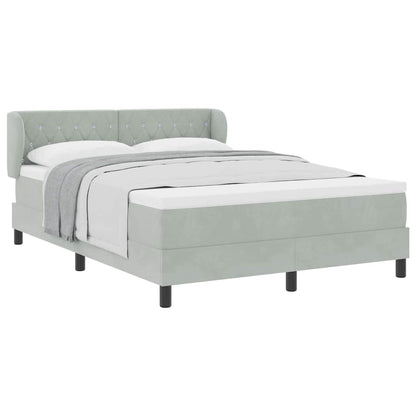 Box Spring-seng Med Madras Mørkegrå 80x200 Cm Fløjl Lysegrå - Billede 3