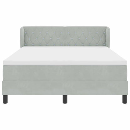 Box Spring-seng Med Madras Mørkegrå 80x200 Cm Fløjl Lysegrå - Billede 8