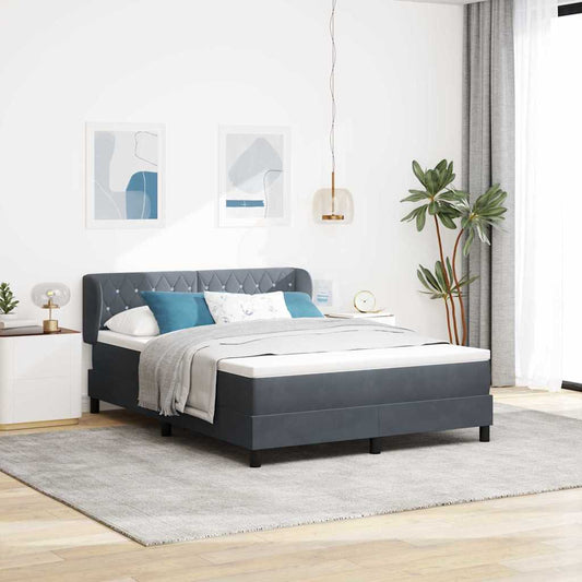 Box Spring-seng Med Madras Mørkegrå 80x200 Cm Fløjl Mørkegrå - Hovedbillede