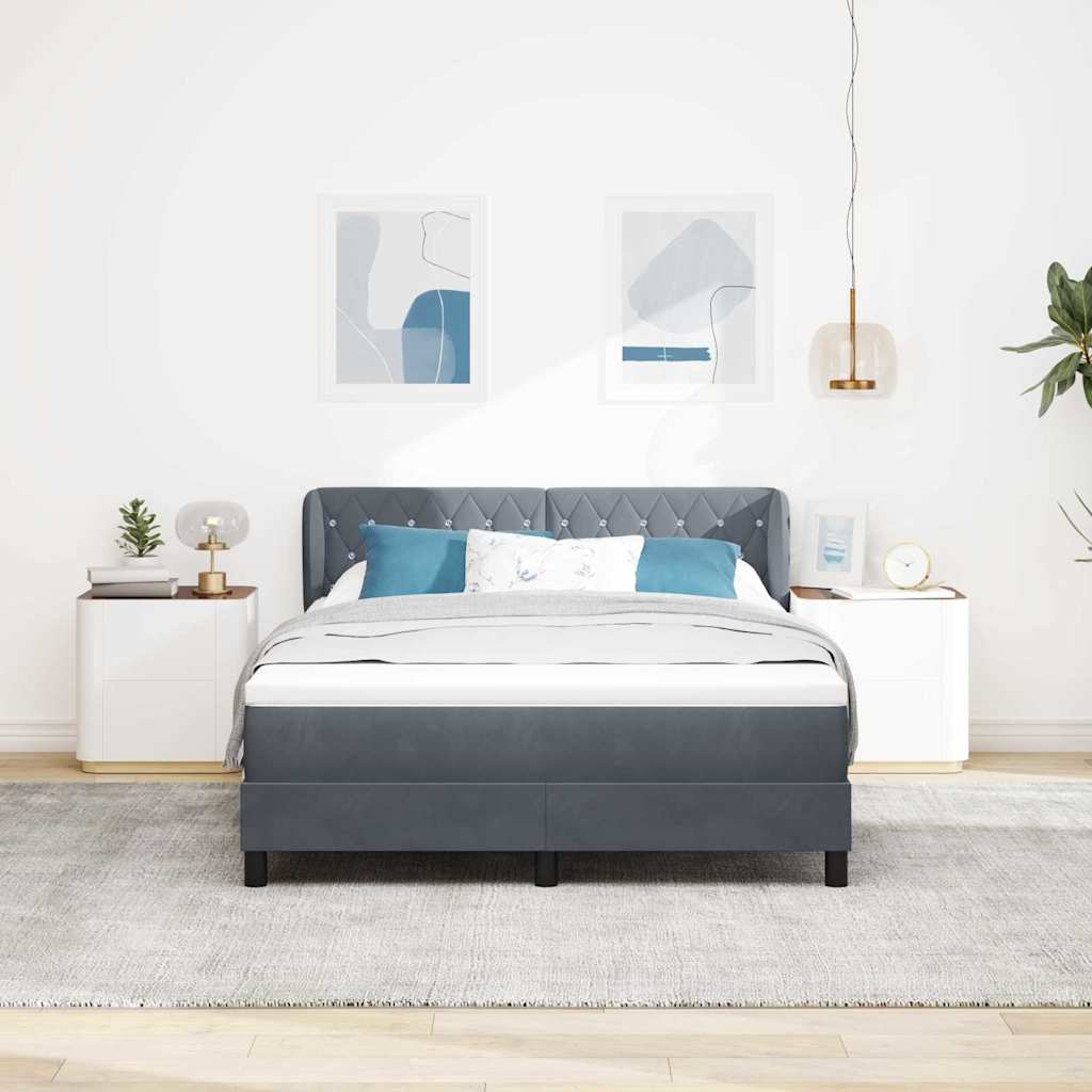 Box Spring-seng Med Madras Mørkegrå 80x200 Cm Fløjl Mørkegrå - Billede 5
