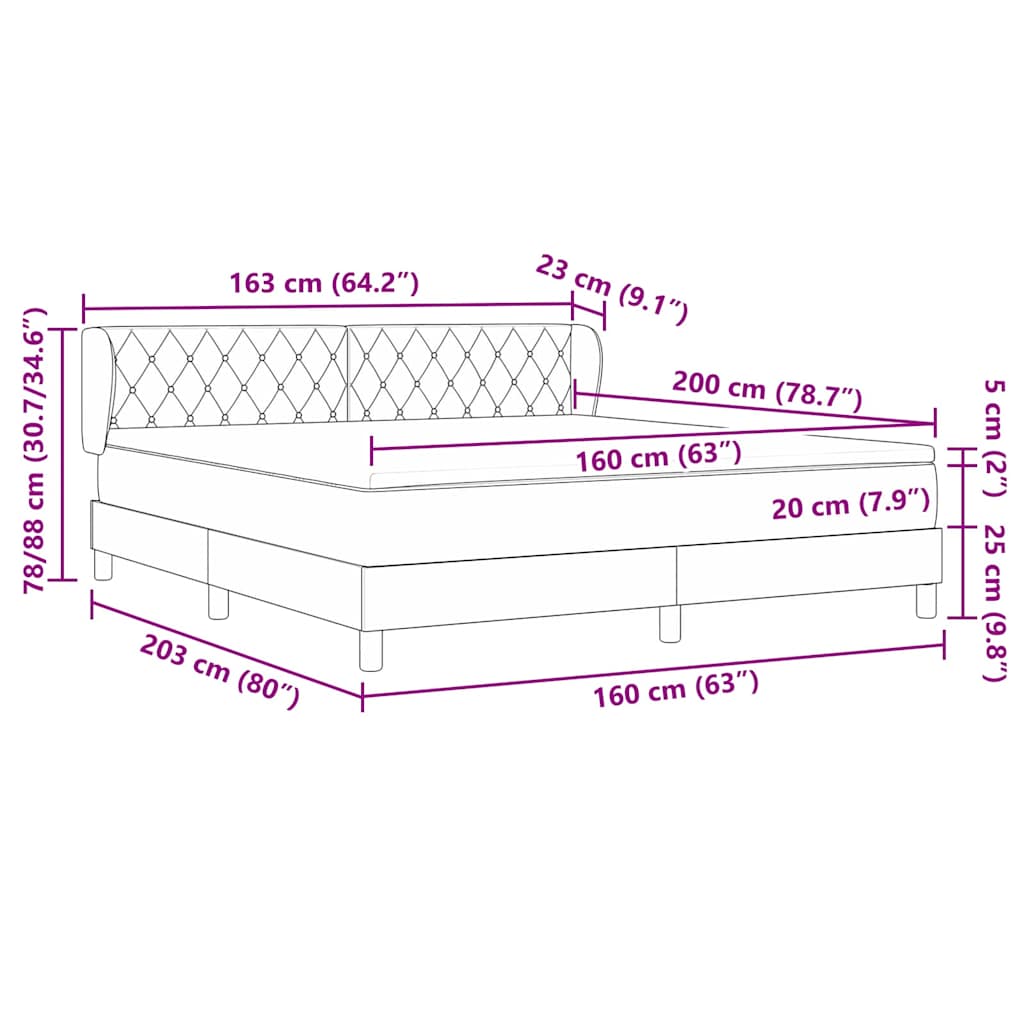 Box Spring-seng Med Madras Mørkegrå 80x200 Cm Fløjl Mørkegrå - Billede 11