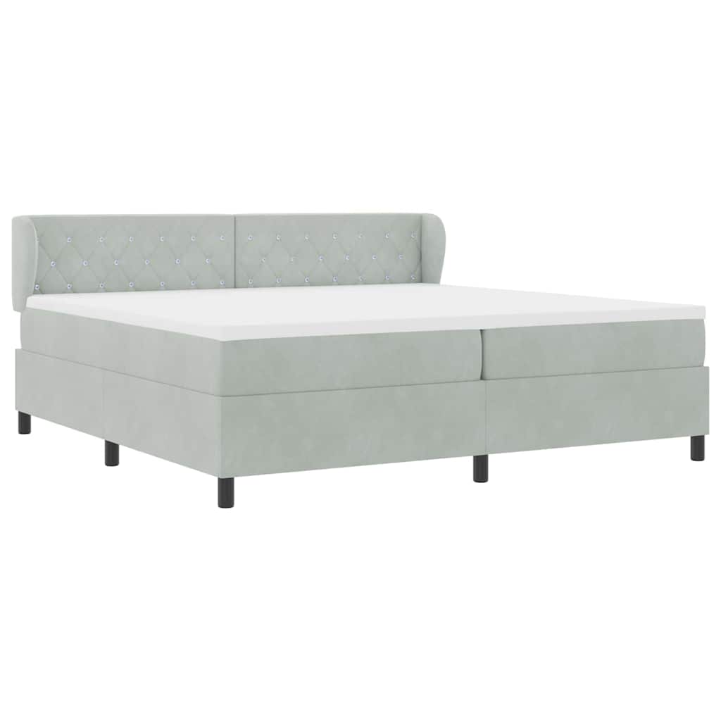 Box Spring-seng Med Madras Mørkegrå 80x200 Cm Fløjl Lysegrå - Billede 6