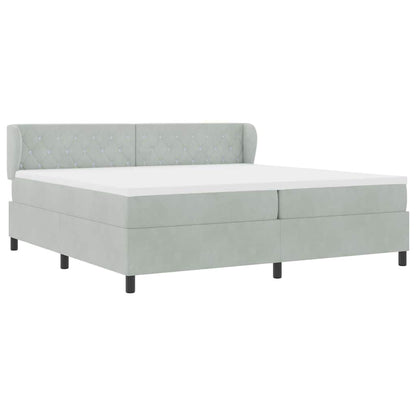 Box Spring-seng Med Madras Mørkegrå 80x200 Cm Fløjl Lysegrå - Billede 6