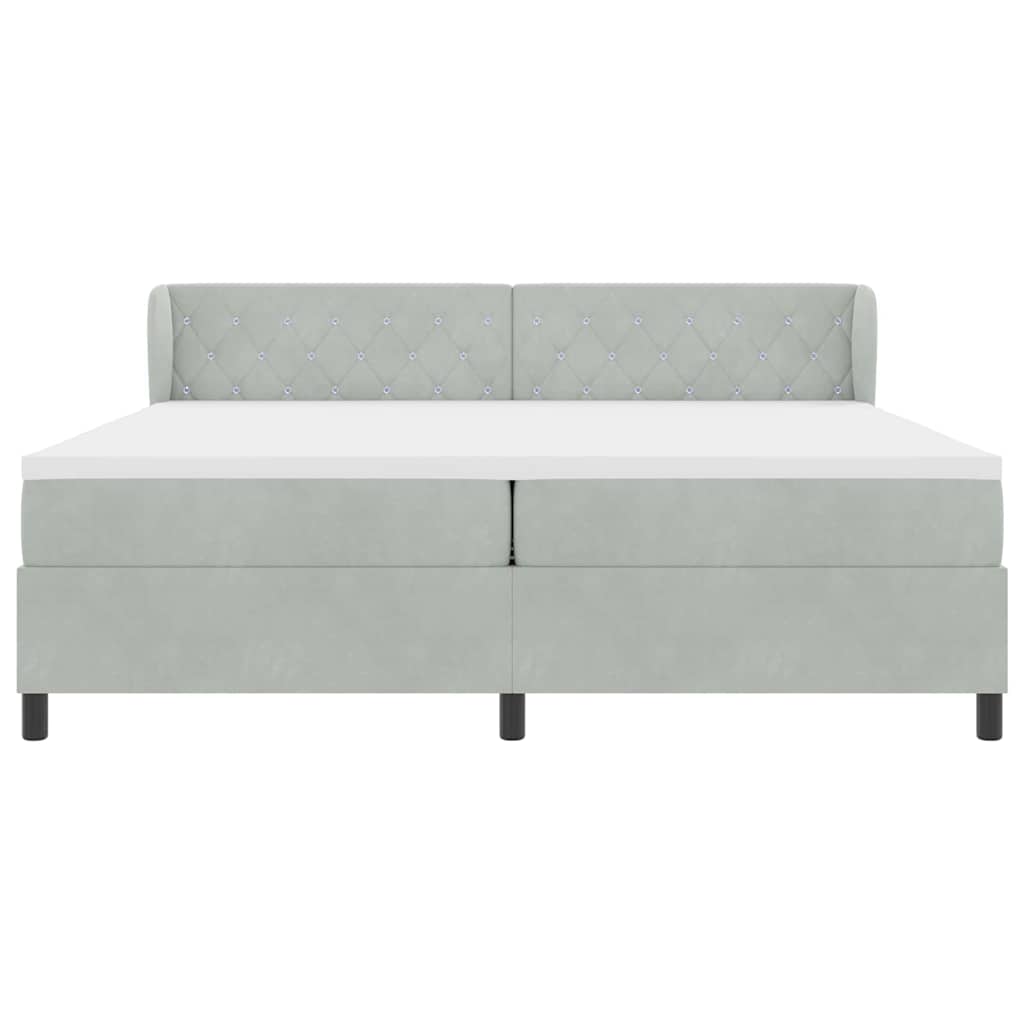 Box Spring-seng Med Madras Mørkegrå 80x200 Cm Fløjl Lysegrå - Billede 7