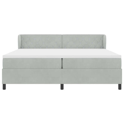 Box Spring-seng Med Madras Mørkegrå 80x200 Cm Fløjl Lysegrå - Billede 7