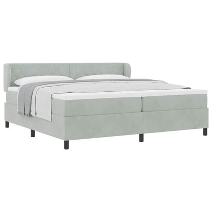 Box Spring-seng Med Madras Mørkegrå 80x200 Cm Fløjl Lysegrå - Billede 3