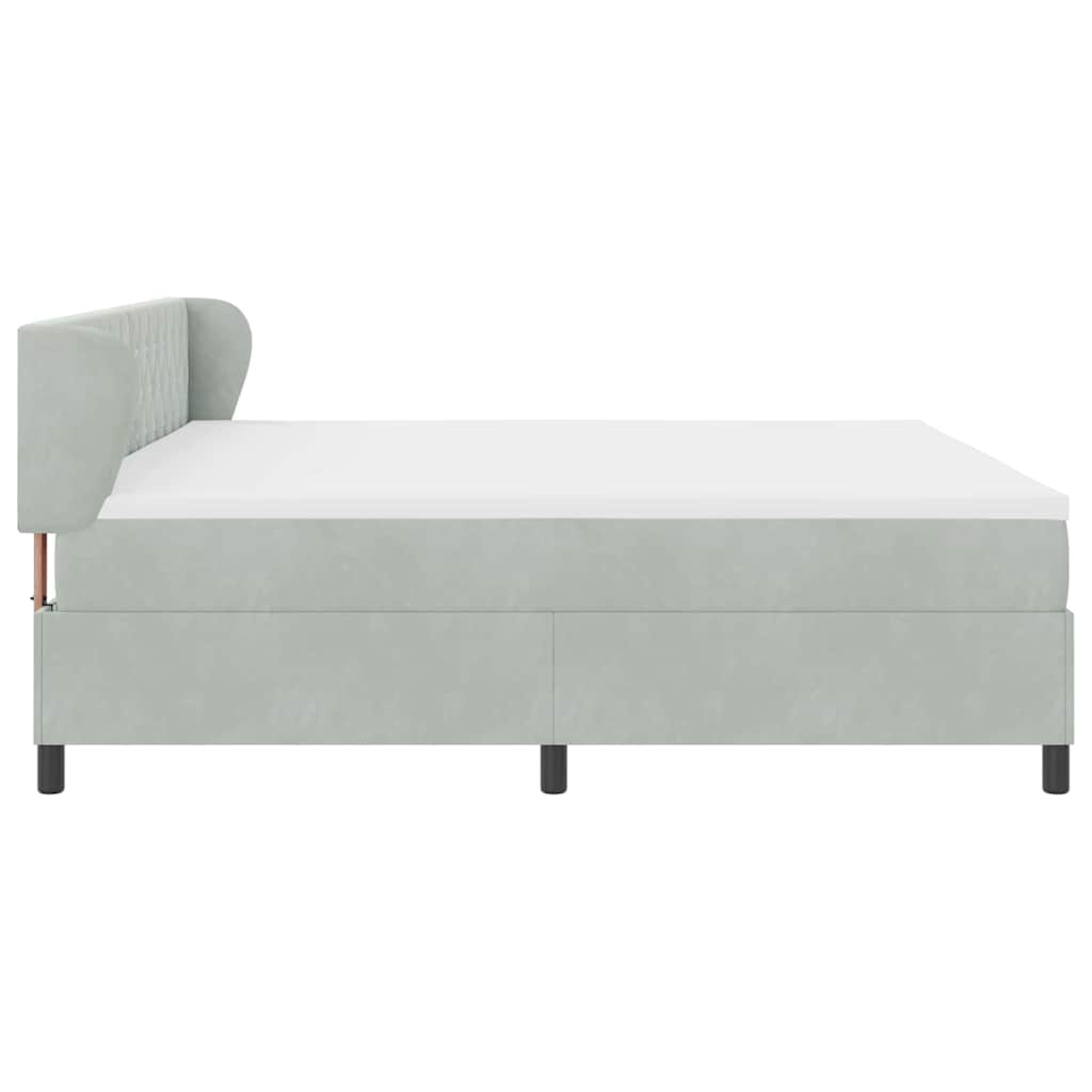 Box Spring-seng Med Madras Mørkegrå 80x200 Cm Fløjl Lysegrå - Billede 8