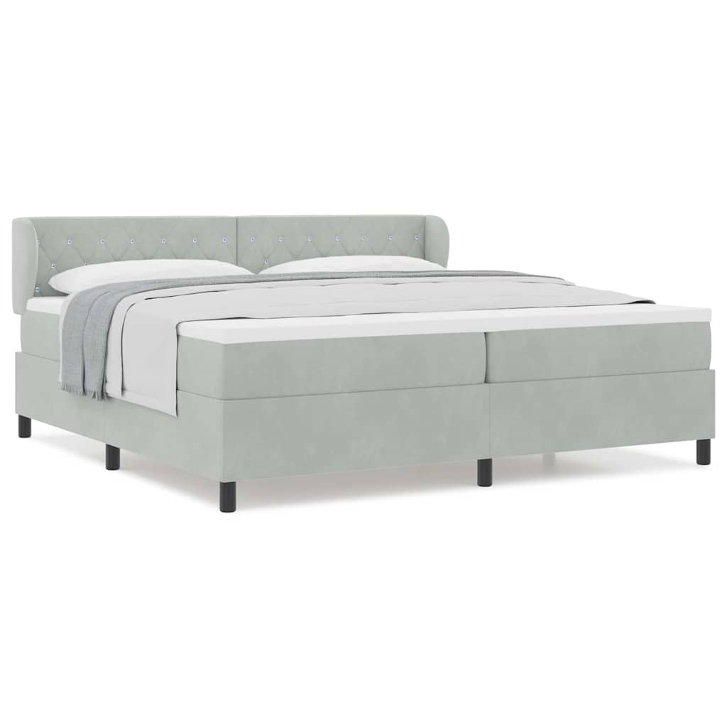 Box Spring-seng Med Madras Mørkegrå 80x200 Cm Fløjl Lysegrå - Billede 4