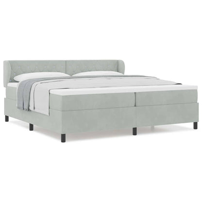 Box Spring-seng Med Madras Mørkegrå 80x200 Cm Fløjl Lysegrå - Billede 4