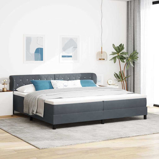 Box Spring-seng Med Madras Mørkegrå 80x200 Cm Fløjl Mørkegrå - Hovedbillede