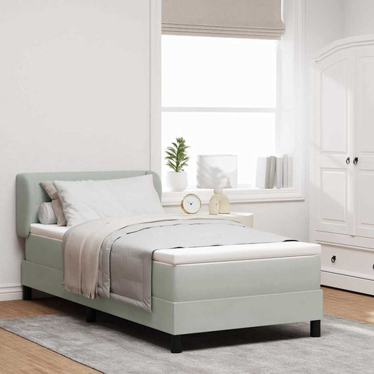 Box Spring-seng Med Madras Mørkegrå 80x200 Cm Fløjl Lysegrå - Hovedbillede