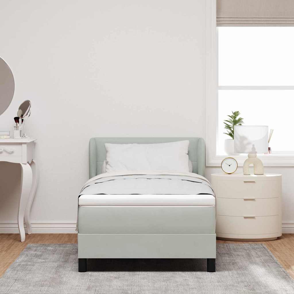 Box Spring-seng Med Madras Mørkegrå 80x200 Cm Fløjl Lysegrå - Billede 5