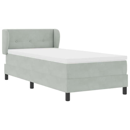 Box Spring-seng Med Madras Mørkegrå 80x200 Cm Fløjl Lysegrå - Billede 7