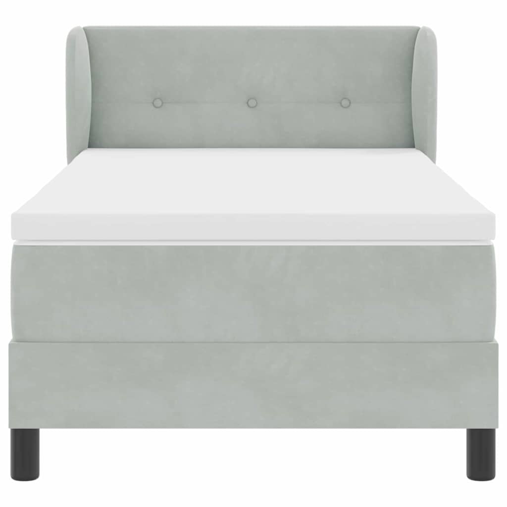 Box Spring-seng Med Madras Mørkegrå 80x200 Cm Fløjl Lysegrå - Billede 8