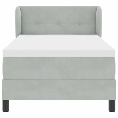 Box Spring-seng Med Madras Mørkegrå 80x200 Cm Fløjl Lysegrå - Billede 8