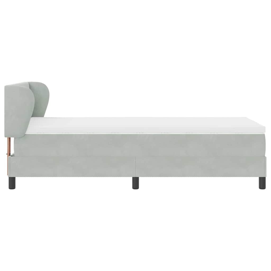 Box Spring-seng Med Madras Mørkegrå 80x200 Cm Fløjl Lysegrå - Billede 9