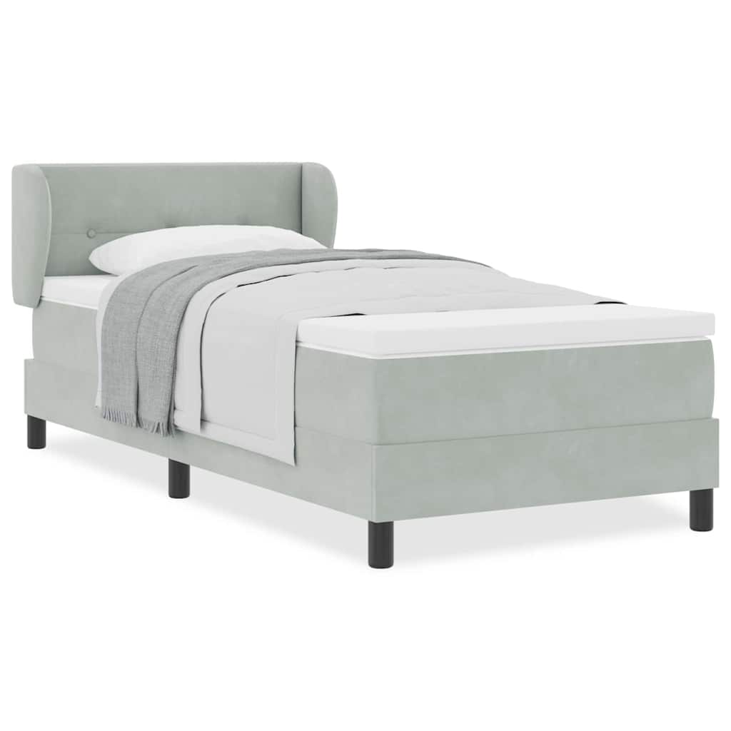 Box Spring-seng Med Madras Mørkegrå 80x200 Cm Fløjl Lysegrå - Billede 4