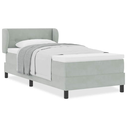 Box Spring-seng Med Madras Mørkegrå 80x200 Cm Fløjl Lysegrå - Billede 4