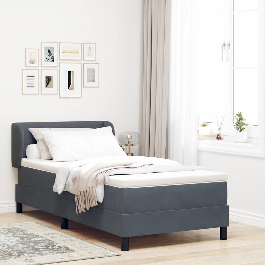Box Spring-seng Med Madras Mørkegrå 80x200 Cm Fløjl Mørkegrå - Hovedbillede