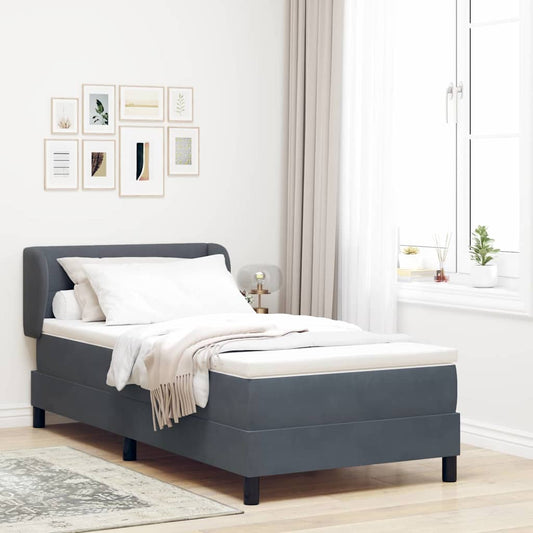 Box Spring-seng Med Madras Mørkegrå 80x200 Cm Fløjl Mørkegrå - Hovedbillede