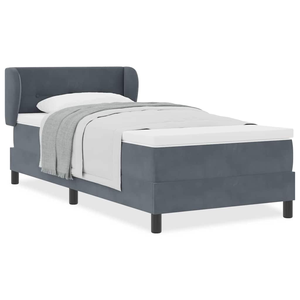 Box Spring-seng Med Madras Mørkegrå 80x200 Cm Fløjl Mørkegrå - Billede 4