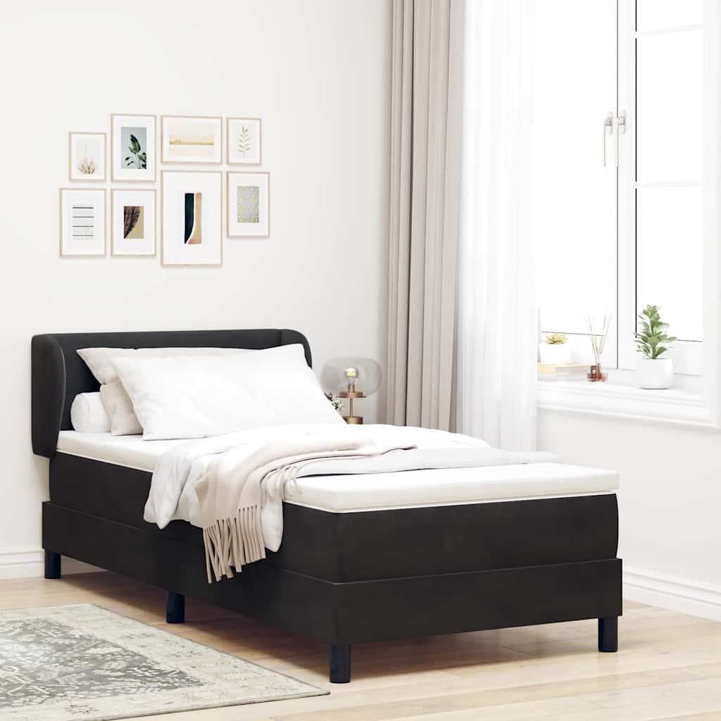 Box Spring-seng Med Madras Mørkegrå 80x200 Cm Fløjl Sort - Hovedbillede