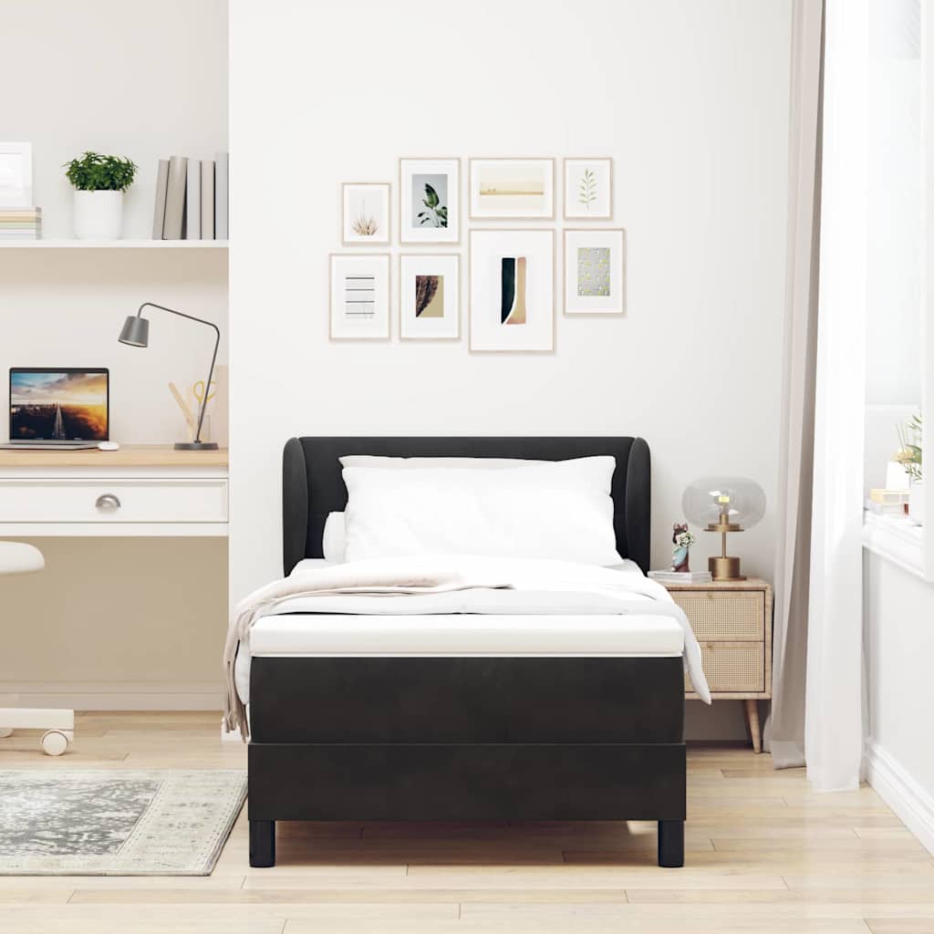 Box Spring-seng Med Madras Mørkegrå 80x200 Cm Fløjl Sort - Billede 5