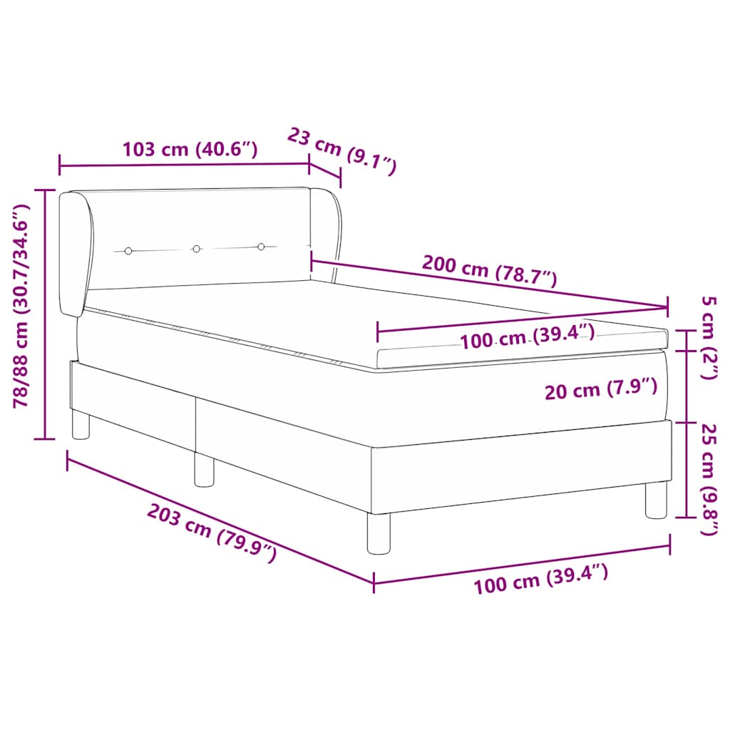 Box Spring-seng Med Madras Mørkegrå 80x200 Cm Fløjl Sort - Billede 13