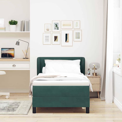 Box Spring-seng Med Madras Mørkegrå 80x200 Cm Fløjl Mørkegrøn - Billede 5
