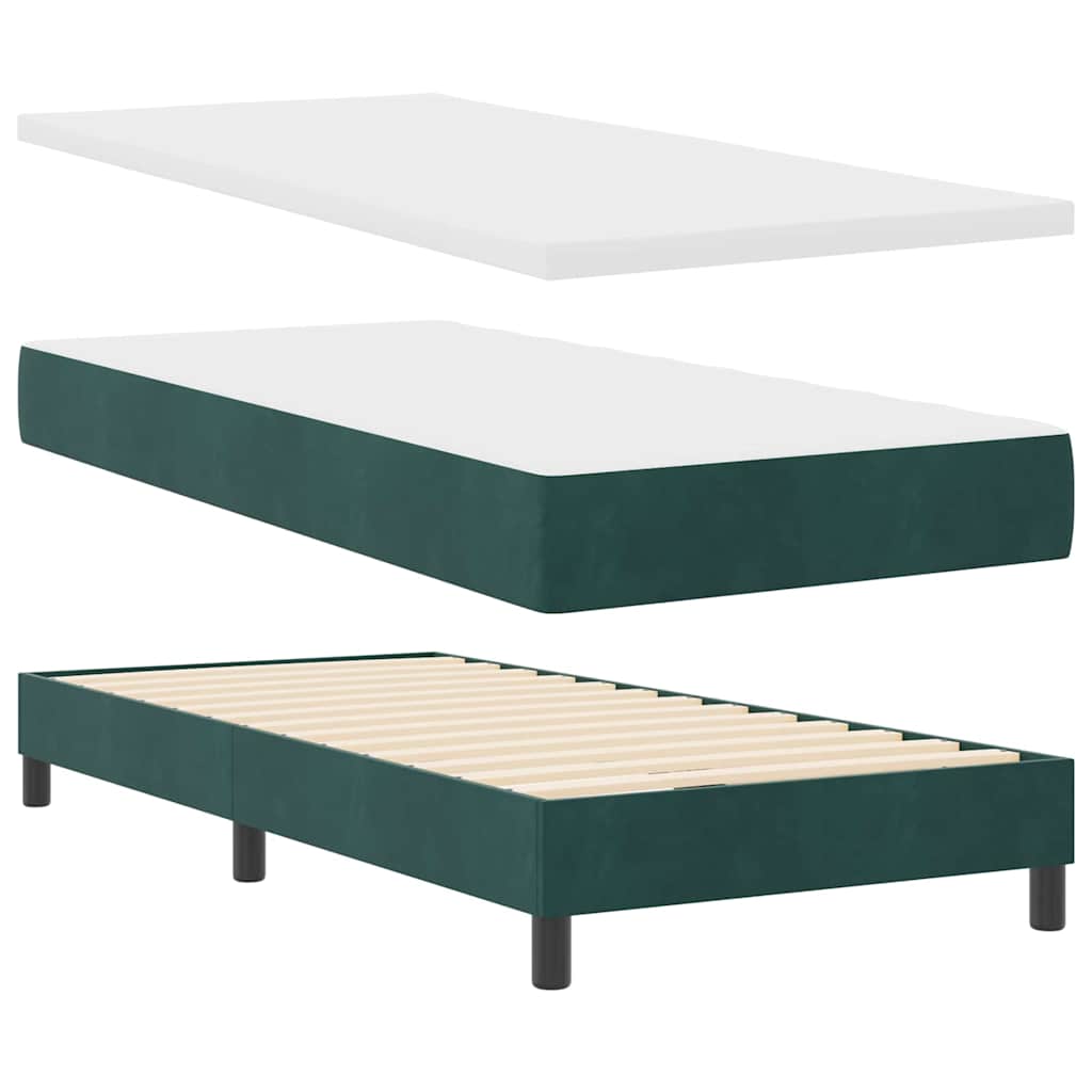 Box Spring-seng Med Madras Mørkegrå 80x200 Cm Fløjl Mørkegrøn - Billede 2