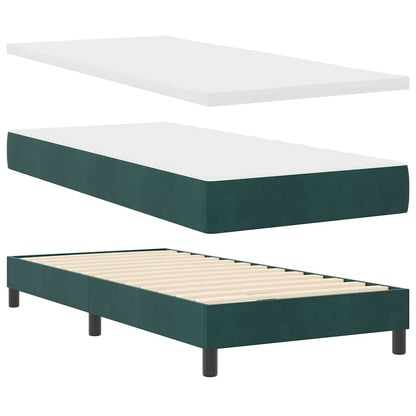 Box Spring-seng Med Madras Mørkegrå 80x200 Cm Fløjl Mørkegrøn - Billede 2