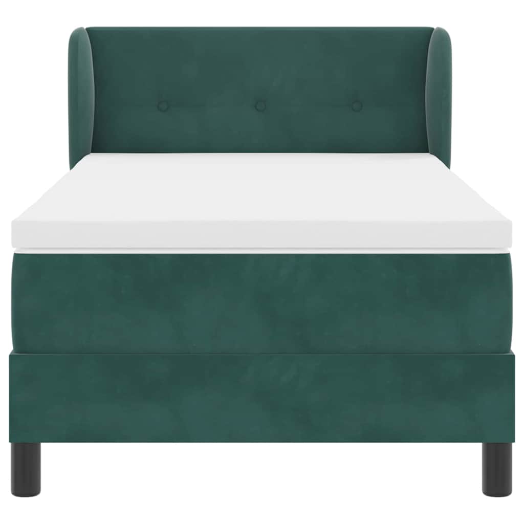 Box Spring-seng Med Madras Mørkegrå 80x200 Cm Fløjl Mørkegrøn - Billede 8