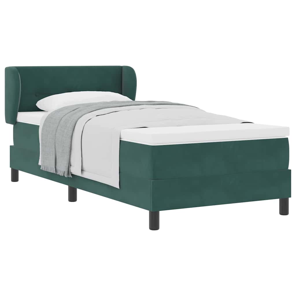Box Spring-seng Med Madras Mørkegrå 80x200 Cm Fløjl Mørkegrøn - Billede 3
