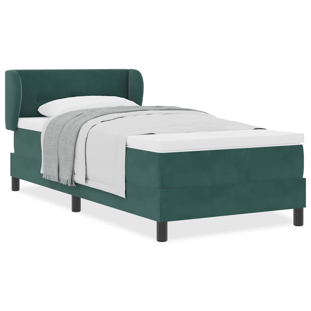 Box Spring-seng Med Madras Mørkegrå 80x200 Cm Fløjl Mørkegrøn - Billede 4