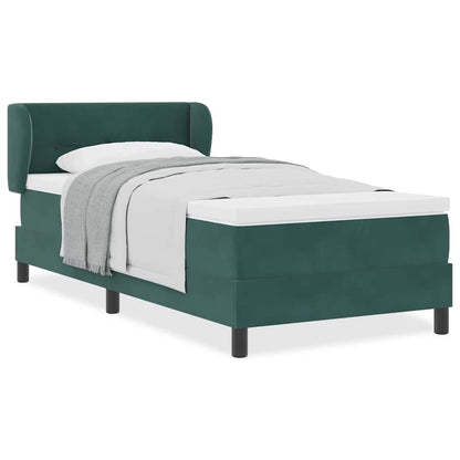 Box Spring-seng Med Madras Mørkegrå 80x200 Cm Fløjl Mørkegrøn - Billede 4