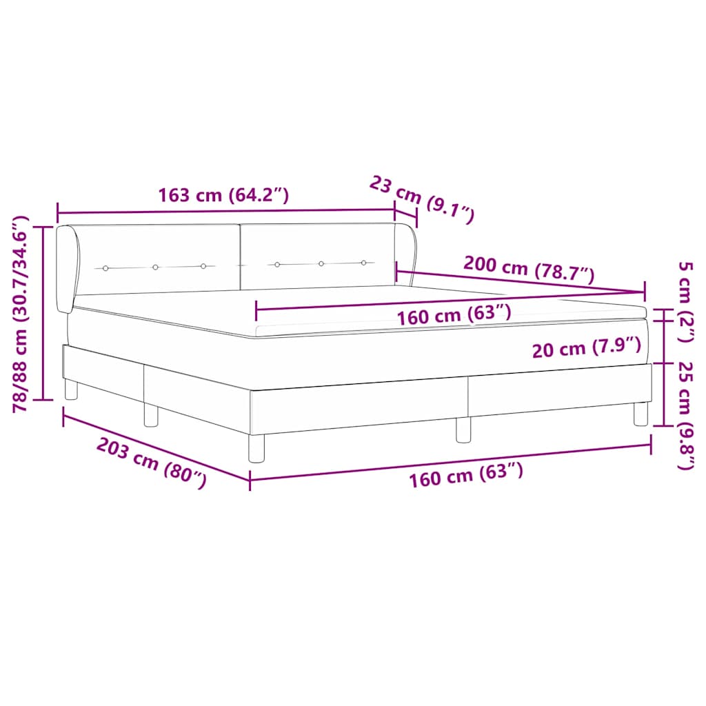 Box Spring-seng Med Madras Mørkegrå 80x200 Cm Fløjl Lysegrå - Billede 13