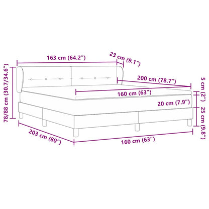 Box Spring-seng Med Madras Mørkegrå 80x200 Cm Fløjl Lysegrå - Billede 13