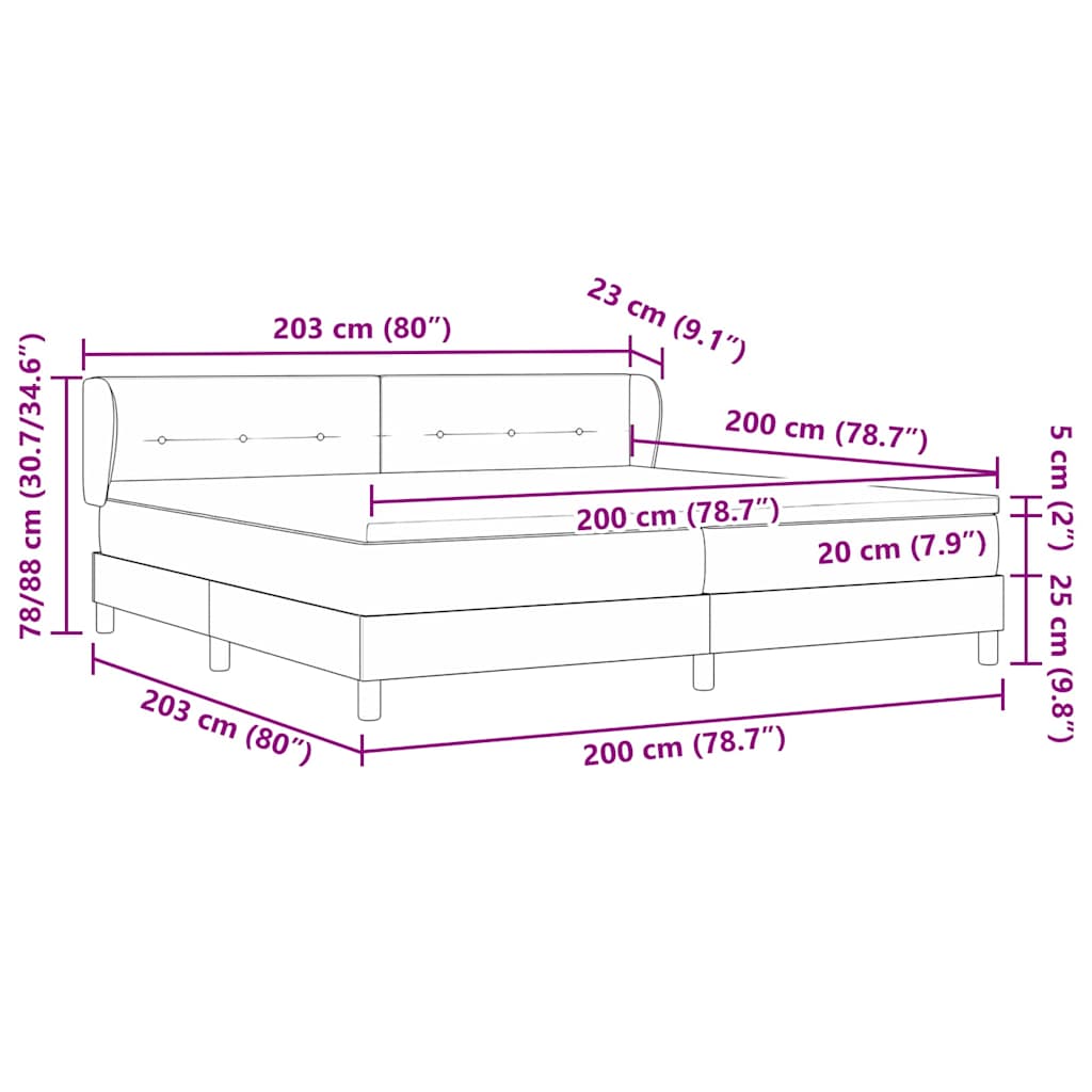 Box Spring-seng Med Madras Mørkegrå 80x200 Cm Fløjl Lysegrå - Billede 13