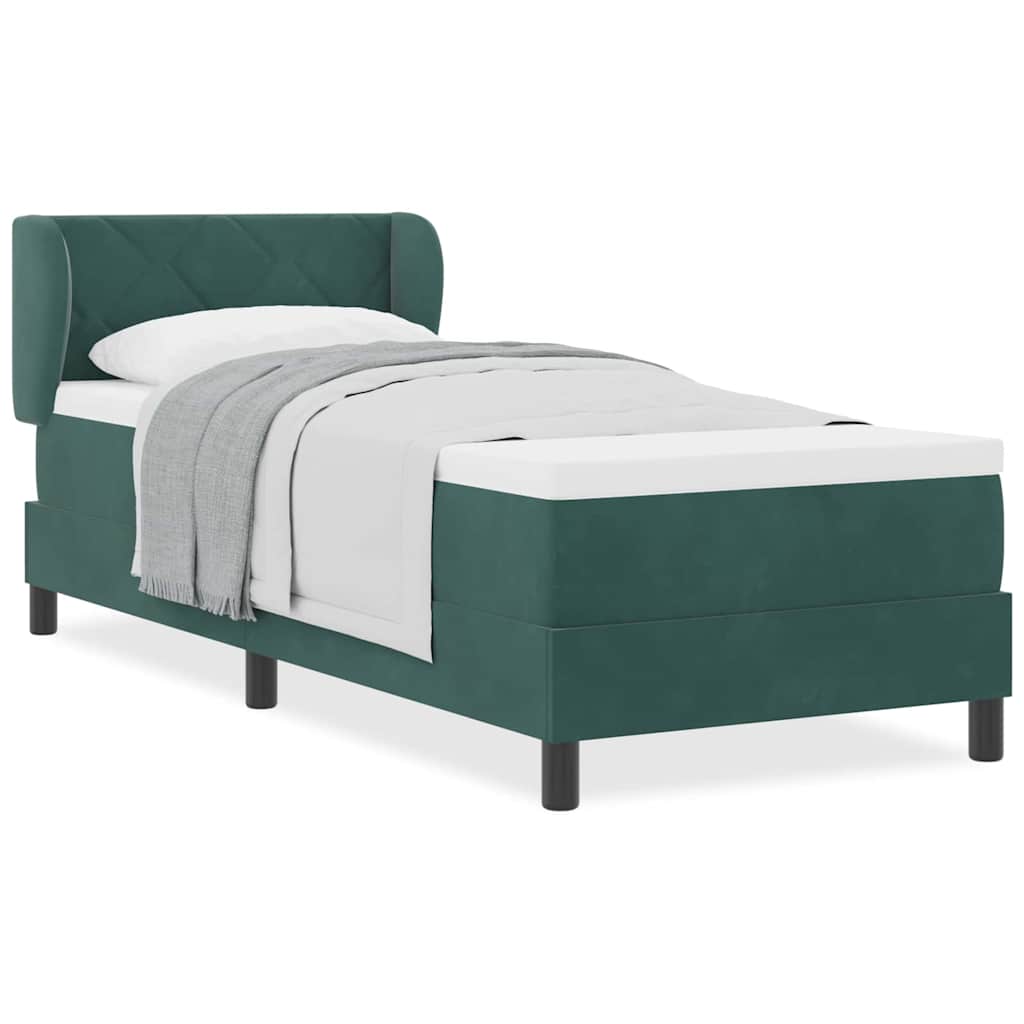 Box Spring-seng Med Madras Mørkegrå 80x200 Cm Fløjl Mørkegrøn - Billede 4