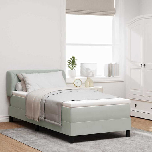 Box Spring-seng Med Madras Mørkegrå 80x200 Cm Fløjl Lysegrå - Hovedbillede