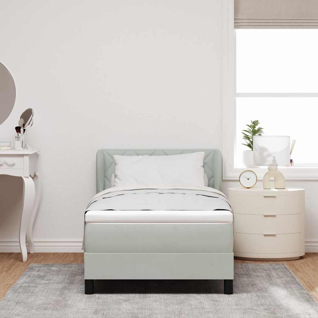 Box Spring Seng Med Hovedgærde 90 X 190 Cm Fløjl - Billede 3