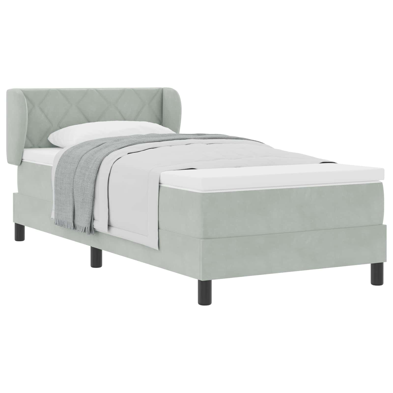 Box Spring Seng Med Hovedgærde 90 X 190 Cm Fløjl - Billede 2