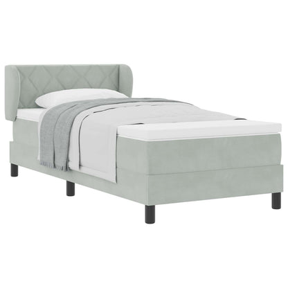 Box Spring Seng Med Hovedgærde 90 X 190 Cm Fløjl - Billede 2