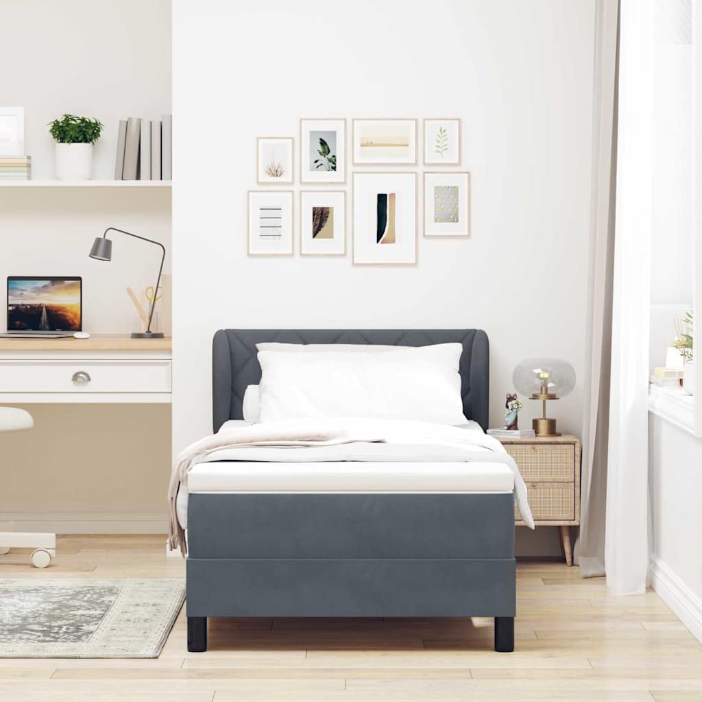 Box Spring-seng Med Madras Mørkegrå 80x200 Cm Fløjl Mørkegrå - Billede 5