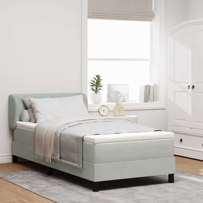 Box Spring-seng Med Madras Mørkegrå 80x200 Cm Fløjl Lysegrå - Hovedbillede