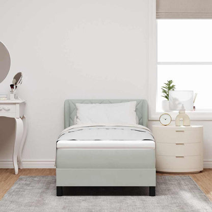 Box Spring-seng Med Madras Mørkegrå 80x200 Cm Fløjl Lysegrå - Billede 5