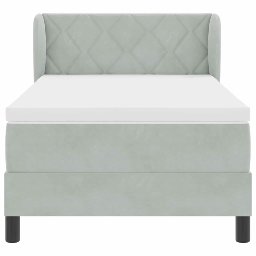 Box Spring-seng Med Madras Mørkegrå 80x200 Cm Fløjl Lysegrå - Billede 8
