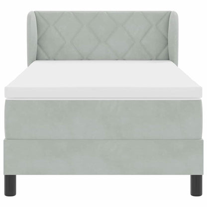 Box Spring-seng Med Madras Mørkegrå 80x200 Cm Fløjl Lysegrå - Billede 8