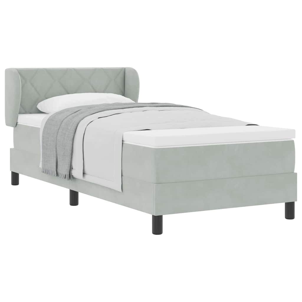 Box Spring-seng Med Madras Mørkegrå 80x200 Cm Fløjl Lysegrå - Billede 3