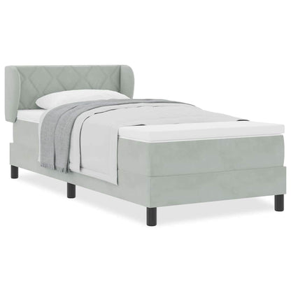 Box Spring-seng Med Madras Mørkegrå 80x200 Cm Fløjl Lysegrå - Billede 4